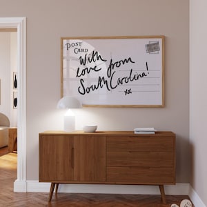 South Carolina kunst aan de muur, horizontaal boven het bed kunst, smalle muur kunst, strepen, trending muurkunst, ansichtkaart print retro reizen Amerikaanse staten afbeelding 2