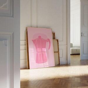 Pink coffee poster, Danish pastel decor, Scandi style, Light pink wall art, Coffee station sign, Coffee bar accessories, Espresso depresso