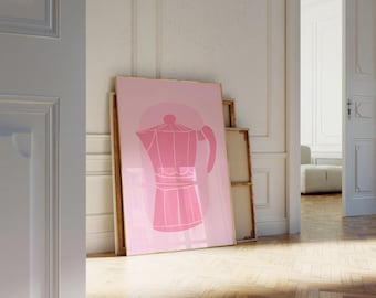 Pink coffee poster, Danish pastel decor, Scandi style, Light pink wall art, Coffee station sign, Coffee bar accessories, Espresso depresso