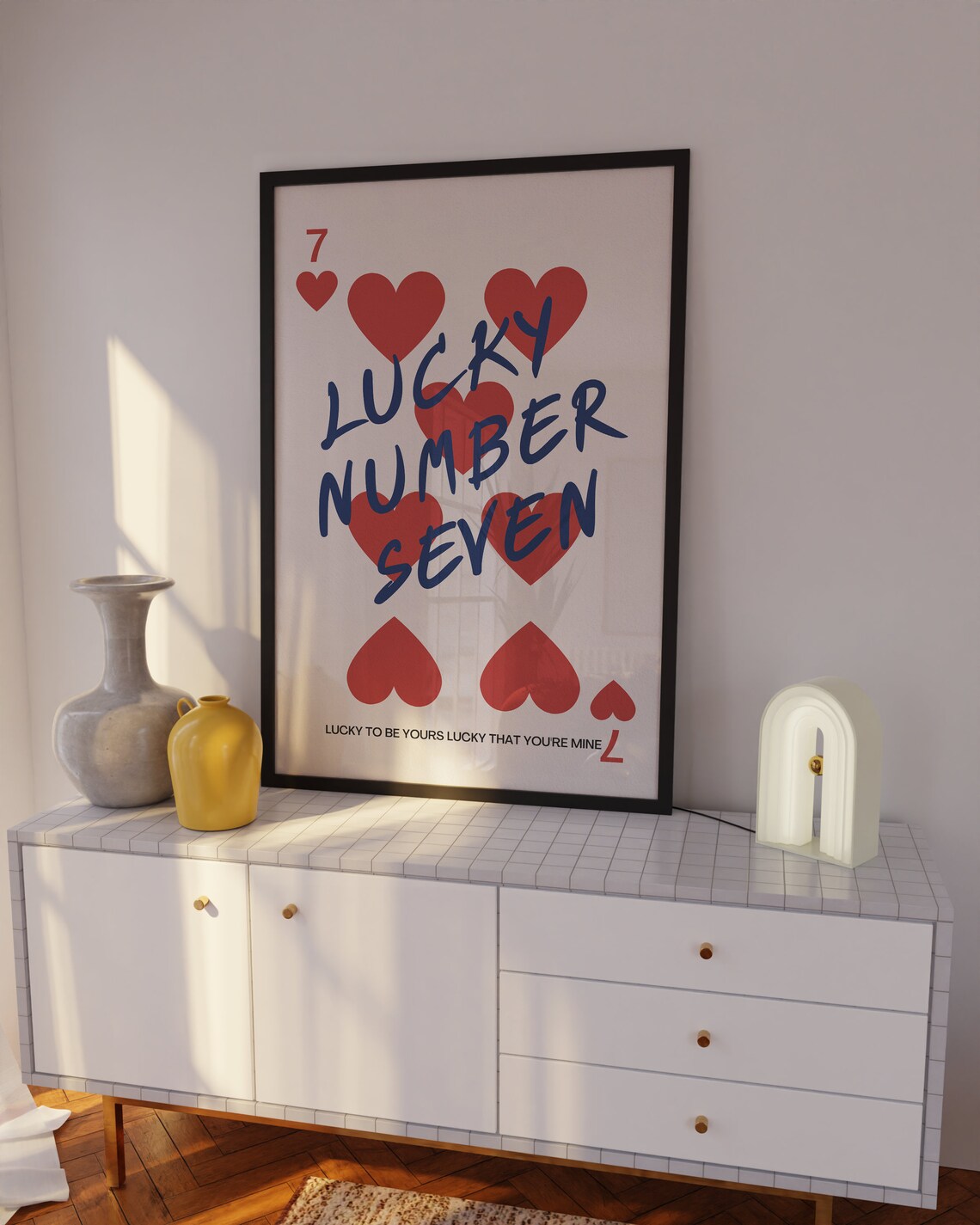 Lucky Number Seven Playing Card Print Retro Aesthetic Wall - Etsy