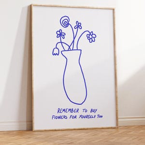 Flores para Você | Arte de parede positiva, Impressão de amor próprio, Ilustração de flor, Desenho à mão, Arte de parede boho, Arte em estilo escandinavo, Pôster estético imagem 2