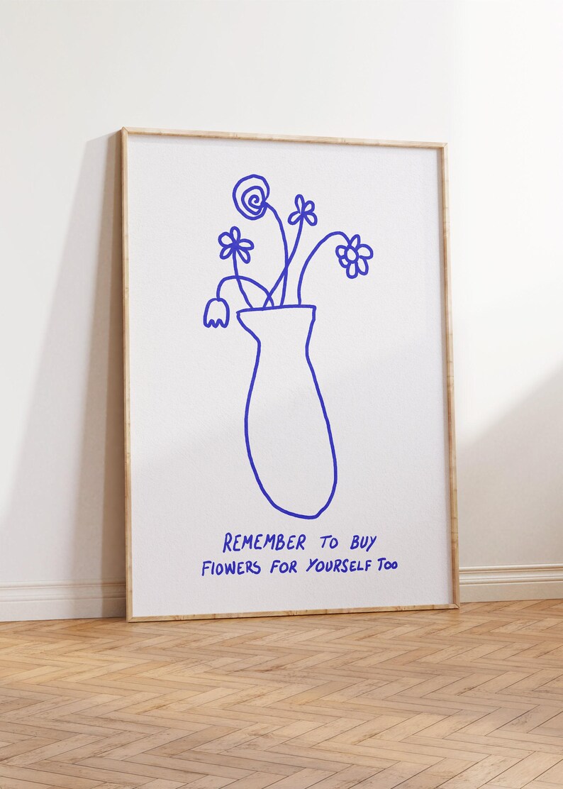 Flores para Você | Arte de parede positiva, Impressão de amor próprio, Ilustração de flor, Desenho à mão, Arte de parede boho, Arte em estilo escandinavo, Pôster estético imagem 2