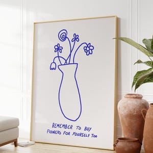 Flores para Você | Arte de parede positiva, Impressão de amor próprio, Ilustração de flor, Desenho à mão, Arte de parede boho, Arte em estilo escandinavo, Pôster estético imagem 5