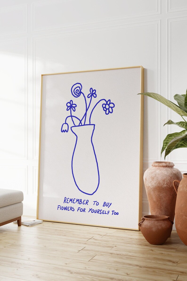 Flores para Você | Arte de parede positiva, Impressão de amor próprio, Ilustração de flor, Desenho à mão, Arte de parede boho, Arte em estilo escandinavo, Pôster estético imagem 5