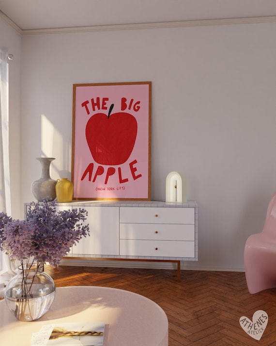 The Big Apple Poster, New York Wall Art, Downtown Girl Aesthetic