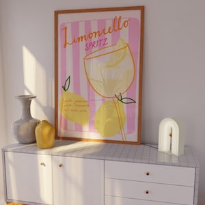 Limoncello spritz print, Italy poster, Amalfi coast print, Mediterranean art, La dolce vita, Lemon print, Sicilian art, Aperol spritz print image 2