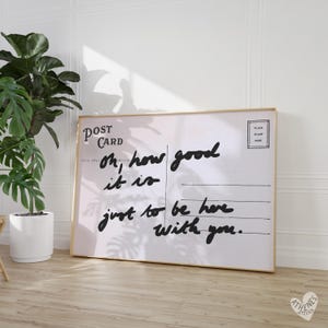 Postkarte Liebesbrief, über dem Bett horizontaler Druck, Ästhetische Kunst, Schwarzweißdekor, Romantisches Schlafzimmerbild, Kunst für Paare, Lovecore
