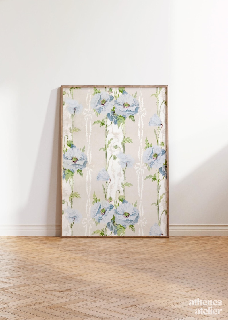 Blue Flowers | Coastal granddaughter decor, blue and white wall art aesthetic prints coastal grandma, coastal aesthetic coastal cowgirl image 3