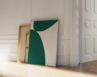 Impression abstraite - Art mural vert émeraude, art minimaliste du milieu du siècle, art mural moderne pastel, art mural tendance, décoration de chambre vert foncé