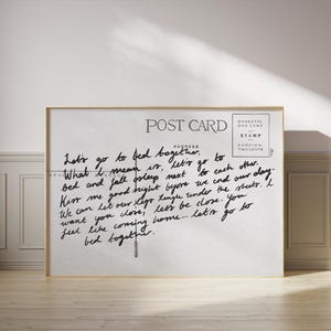Vamos para a cama, Impressão horizontal acima da cama, Arte de parede romântica, Impressão de carta de amor, Lovecore, Poema de amor, Arte de parede para casais, Decoração de apartamento