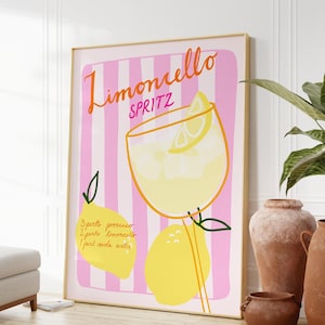 Limoncello spritz print, Italy poster, Amalfi coast print, Mediterranean art, La dolce vita, Lemon print, Sicilian art, Aperol spritz print image 1