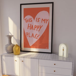 This is my Happy Place Pink and orange poster, Aesthetic room decor, Cute pastel art, Positive wall art, Scandi style, Danish pastel, Fun image 2