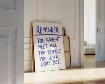 Navy blue wall art, Apartment decor aesthetic, Positive wall art, Mindfulness wall art, Clean girl apartment decor, Navy blue bedroom art