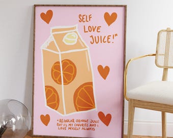 Dopamine decor, Pink and orange wall art, Danish pastel decor, Teen girl bedroom decor, Dorm room prints cute, Girl apartment decor, Kitchen