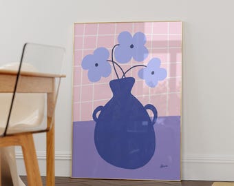 Pastel Flower print, danish pastel room decor, dopamine decor, light pink wall art, Roommate gift, college apartment decor, indie room decor