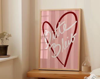 Bitte Bleib print - German wall art, mid century modern minimalist, romantic bedroom art, einweihungsgeschenk, poster wohnzimmer