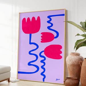 Danish pastel room decor, Light pink wall art, dopamine decor, apartment decor aesthetic, danish pastel art, cute dorm prints,abstract plant image 1