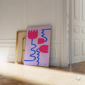 Danish pastel room decor, Light pink wall art, dopamine decor, apartment decor aesthetic, danish pastel art, cute dorm prints,abstract plant image 3