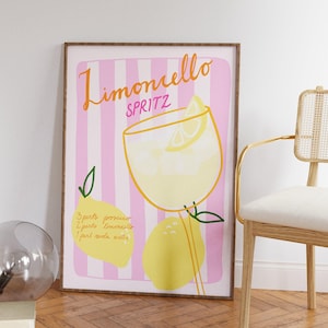 Limoncello spritz print, Italy poster, Amalfi coast print, Mediterranean art, La dolce vita, Lemon print, Sicilian art, Aperol spritz print image 4