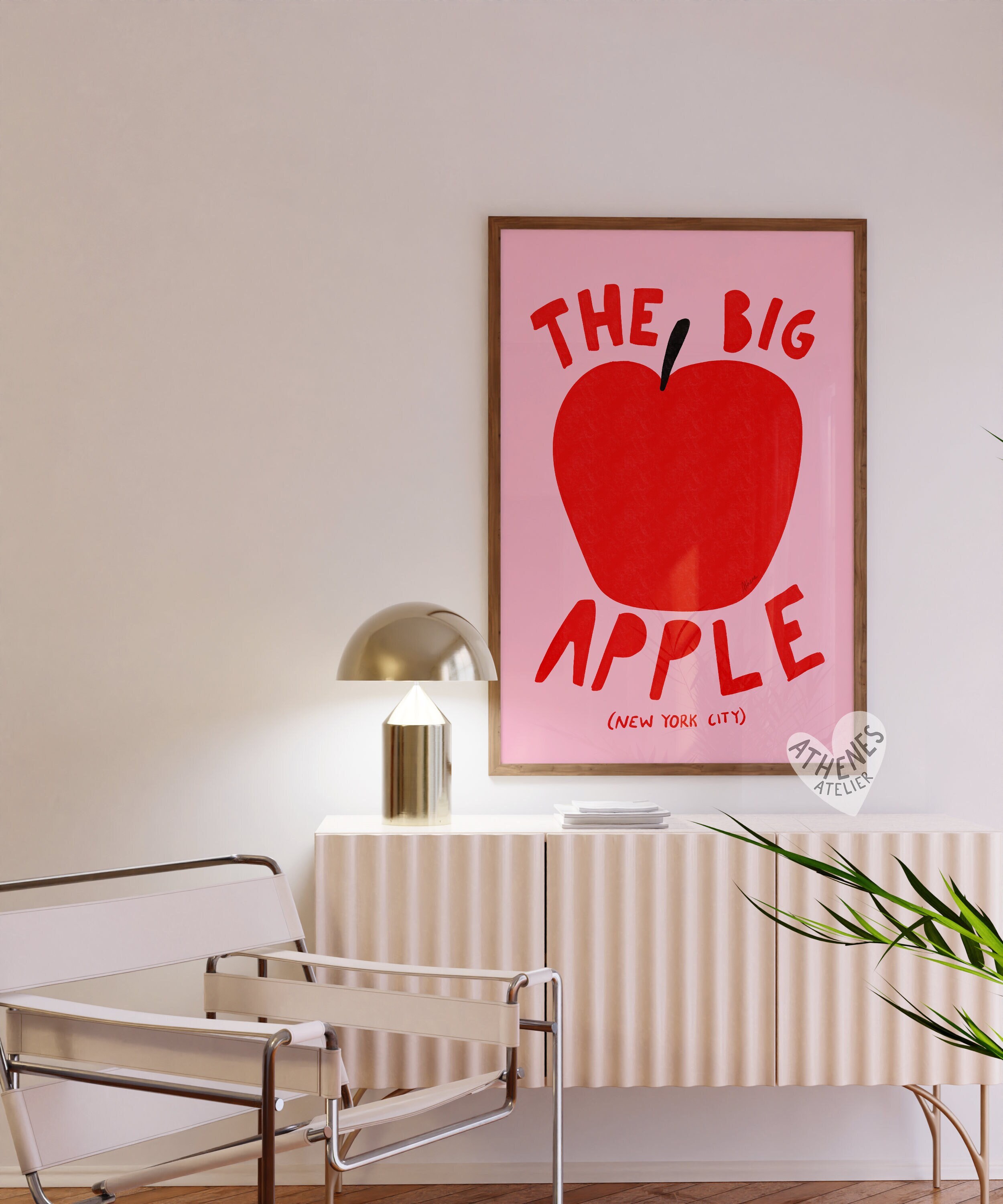 The Big Apple Poster, New York Wall Art, Downtown Girl Aesthetic