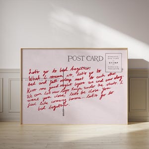 Laten we gaan slapen, horizontale print boven het bed, romantische muurkunst, liefdesbriefafdruk, Lovecore, liefdesgedicht, kunst aan de muur stellen, appartementdecor
