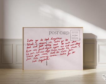 Let's Go To Bed, Above bed horizontal print, Romantic wall art, Love letter print, Lovecore, Love poem, Couples wall art, Apartment decor