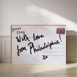 Philadelphia Wandkunst, horizontale Couch Kunst, schmale Wandkunst, Trending City Art, Postkartendruck, Retro Philly, Philadelphia Reise