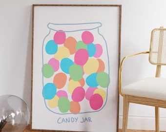 Candy poster, Danish pastel decor, Dopamine decor, Pastel kitchen wall art, Scandi style prints, College apartment decor, Aesthetic wall art