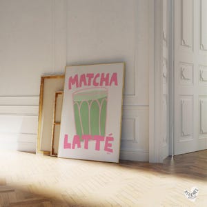 Matcha poster, Danish pastel decor, Aesthetic apartment decor, Sage green wall art, Coffee bar accessories, Coffee bar decor, Dopamine decor