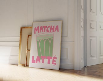 Matcha poster, Danish pastel decor, Aesthetic apartment decor, Sage green wall art, Coffee bar accessories, Coffee bar decor, Dopamine decor