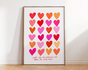 Pink and orange wall art, Dopamine decor, Cute dorm room prints, College apartment decor, Aesthetic wall art, Preppy decor,Teen girl bedroom