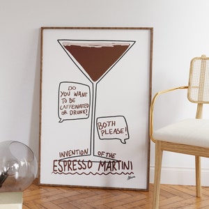 Espresso Martini print, Bar cart accessories, Bar cart decor, Espresso Martini art, coffee bar sign,Coffee bar accessories,Martini wall art
