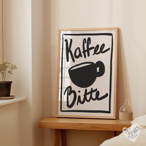 Kaffee Bitte print - German wall art, mid century modern minimalist, wanddeko, einweihungsgeschenk, poster wohnzimmer, kitchen wall art image 6