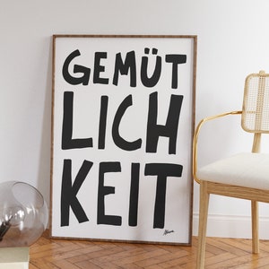Gemütlichkeit, German wall art, Apartment decor aesthetic, German prints, Mid century wall art, Minimal wall art, Simple kitchen art