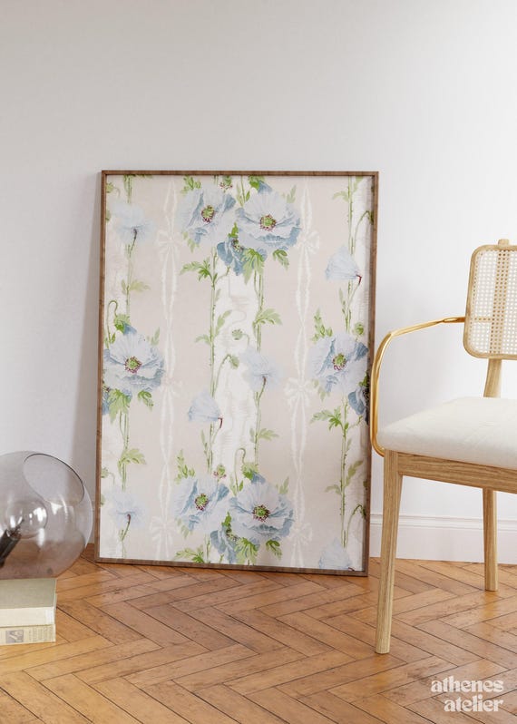 Blue Flowers | Coastal granddaughter decor, blue and white wall art aesthetic prints coastal grandma, coastal aesthetic coastal cowgirl