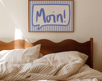 Moin! print, Above bed horizontal art, German prints, wanddeko minimalistisch, poster wohnzimmer,einzugsgeschenk mid century modern dopamine