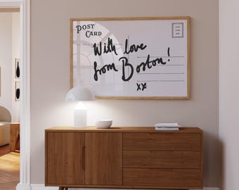Boston wall art, horizontal above couch wall art, narrow wall art, trending wall art, postcard print, city wall art, vintage Boston poster