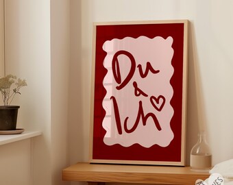 Du & Ich print - German wall art, mid century modern minimalist, romantic bedroom art, wanddeko, einweihungsgeschenk, poster wohnzimmer