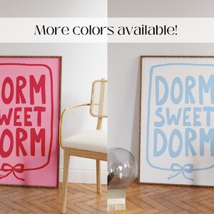 Dorm sweet dorm, Light pink dorm room decor, Dorm room essentials, dorm door sign, coquette dorm decor, roommate gift, girly dorm prints image 5