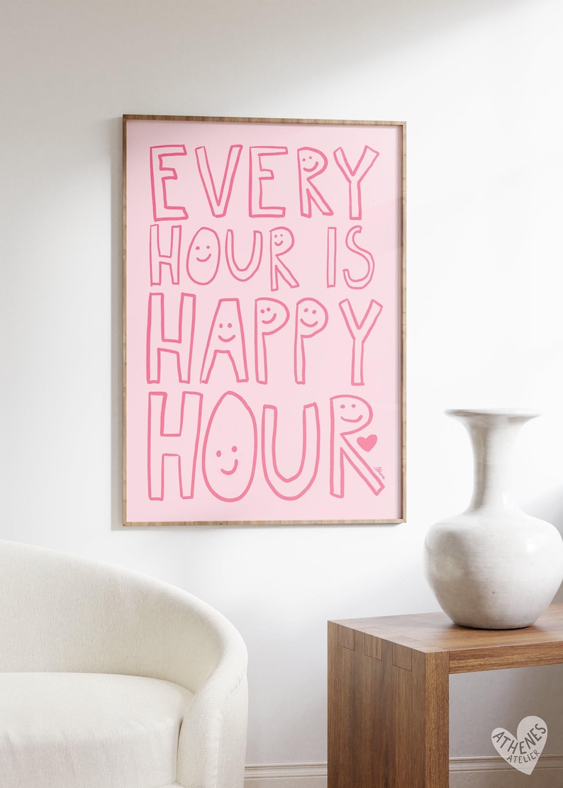 Bar cart print, danish pastel decor, bar accessories, apartment decor aesthetic, mid century prints, cute dorm decor, light pink wall art image 1