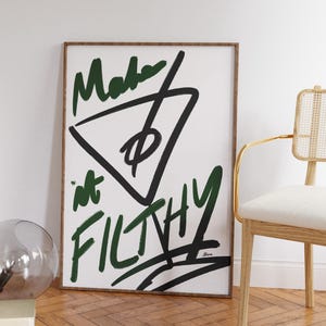 Macht's schmutzig! - Martini Poster, Cocktail Wand Kunst handgezeichnet, Barwagen Dekor, Dirty Martini, moderne Küchendrucke Mitte Jahrhundert, ästhetisch