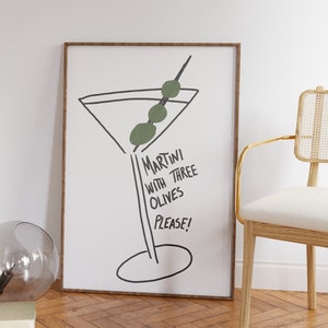 Póster de Martini, impresiones de carrito de bar, estética de decoración de apartamentos, arte de pared de Martini, decoración de carrito de bar, accesorios de carrito de bar, póster de cócteles, lindo