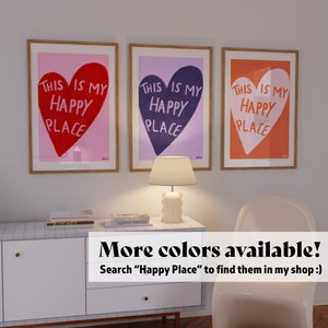 This is my Happy Place Pink and orange poster, Aesthetic room decor, Cute pastel art, Positive wall art, Scandi style, Danish pastel, Fun image 5