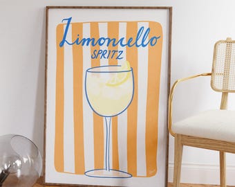 Limoncello spritz print, Amalfi coast print, Mediterranean art, La dolce vita, Lemon print, Sicilian art,  Aperol spritz print, Italy poster