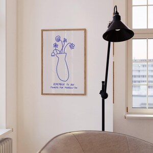 Flores para Você | Arte de parede positiva, Impressão de amor próprio, Ilustração de flor, Desenho à mão, Arte de parede boho, Arte em estilo escandinavo, Pôster estético imagem 3