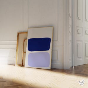 Abstract print - Blue shapes art modern, colorful minimalist art,mid century decor, matisse inspired art, blue apartment decor simple trendy
