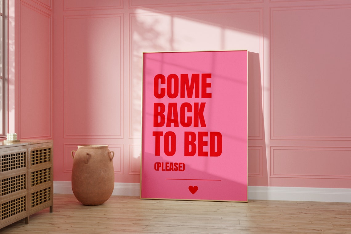Come Back to Bed Couples Wall Art Above Bed Print Red and Etsy