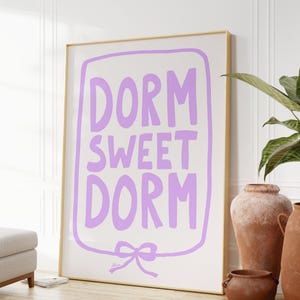Dorm sweet dorm, Light purple dorm room decor, Dorm room essentials, Aesthetic dorm decor, roommate gift, girly dorm prints lilac