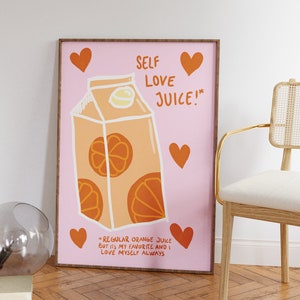 Dopamine decor, roze en oranje kunst aan de muur, Deens pastel decor, tienermeisje slaapkamer decor, slaapzaal wordt afgedrukt schattig, meisje appartement decor, keuken