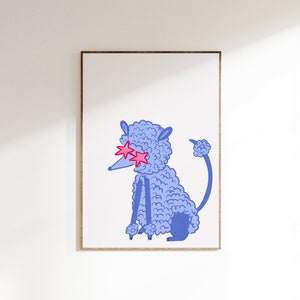 Poodle wall art, Dog mom gifts, Playroom wall art, Dog illustration prints, Nursery wall art blue, Poodle illustration, Poodle gifts
